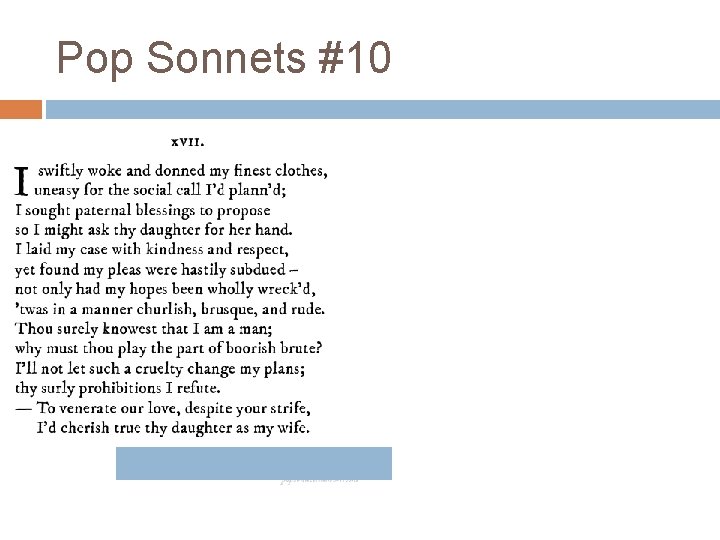 Pop Sonnets #10 Pop Sonnets #10