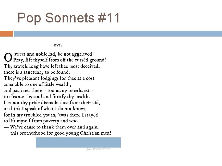 Pop Sonnets #11 Pop Sonnets #11