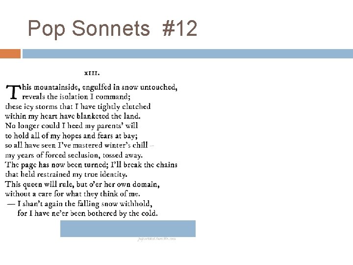 Pop Sonnets #12 Pop Sonnets #12