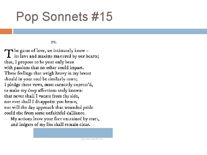 Pop Sonnets #15 Pop Sonnets #15