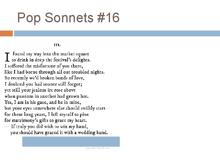 Pop Sonnets #16 Pop Sonnets #16