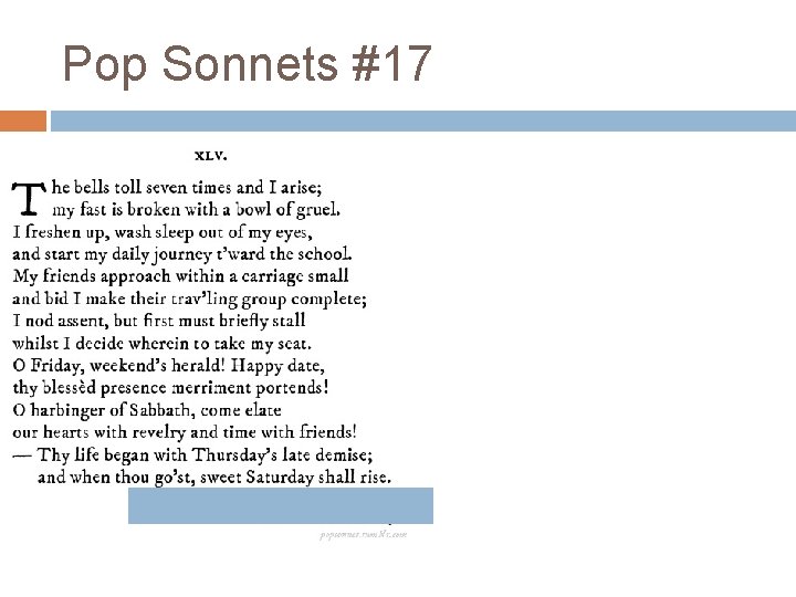 Pop Sonnets #17 Pop Sonnets #17