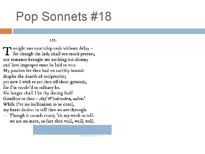 Pop Sonnets #18 Pop Sonnets #18