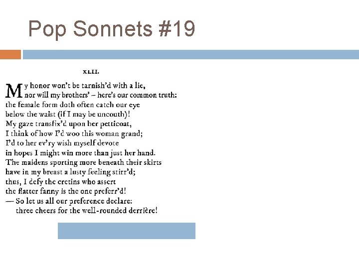 Pop Sonnets #19 Pop Sonnets #19