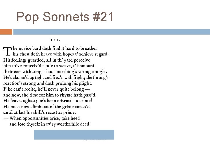 Pop Sonnets #21 Pop Sonnets #21