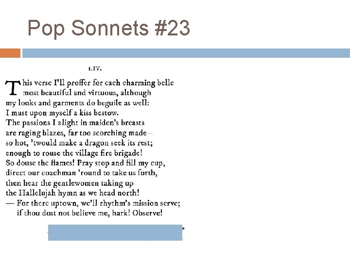 Pop Sonnets #23 Pop Sonnets #23