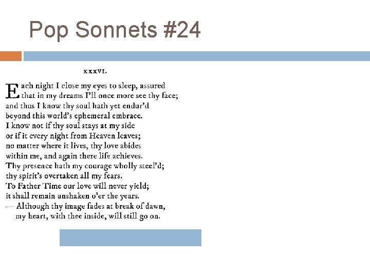 Pop Sonnets #24 Pop Sonnets #24