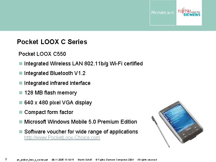 Pocket LOOX C Series Pocket LOOX C 550 Integrated Wireless LAN 802. 11 b/g