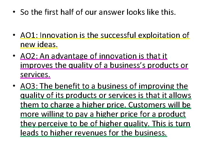  • So the first half of our answer looks like this. • AO