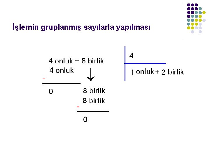 İşlemin gruplanmış sayılarla yapılması 