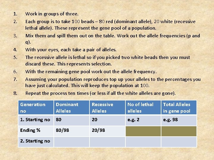 1. 2. 3. 4. 5. 6. 7. 8. Work in groups of three. Each