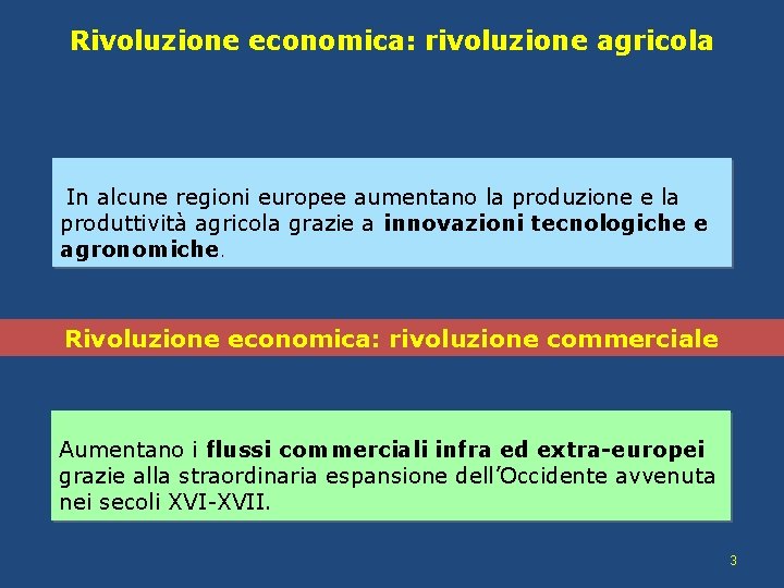 Rivoluzione economica: rivoluzione agricola In alcune regioni europee aumentano la produzione e la produttività