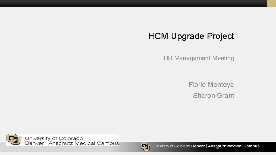 HCM Upgrade Project HR Management Meeting Florie Montoya Sharon Grant 18 