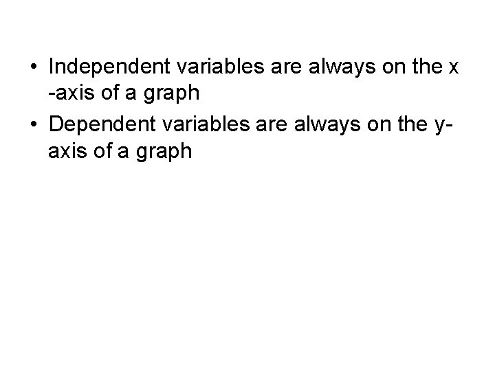  • Independent variables are always on the x -axis of a graph •