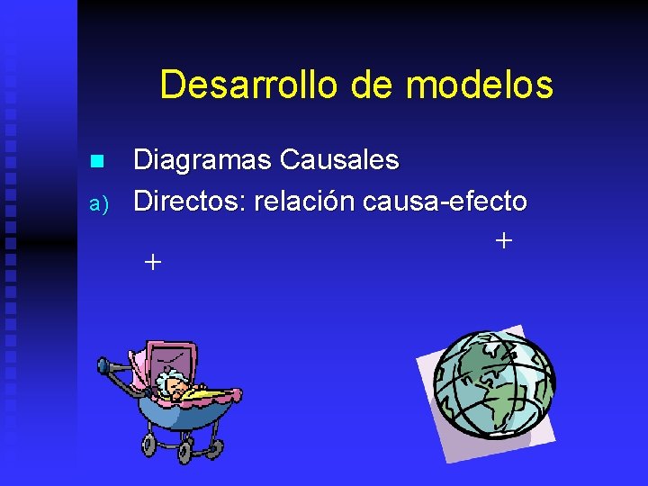 Desarrollo de modelos n a) Diagramas Causales Directos: relación causa-efecto + + 