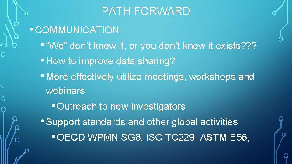 PATH FORWARD • COMMUNICATION • “We” don’t know it, or you don’t know it