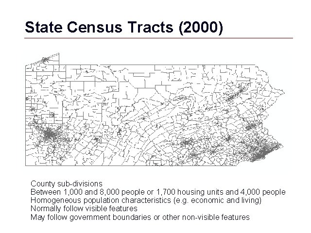 State Census Tracts (2000) County sub-divisions Between 1, 000 and 8, 000 people or