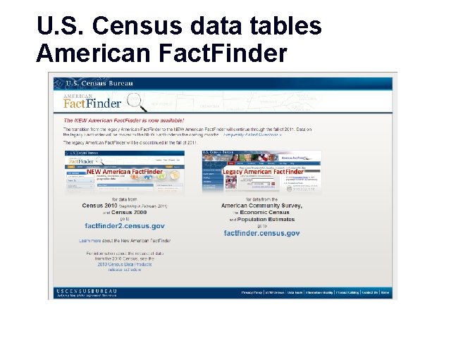 U. S. Census data tables American Fact. Finder GIS 56 