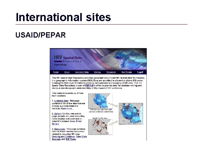 International sites USAID/PEPAR GIS 71 