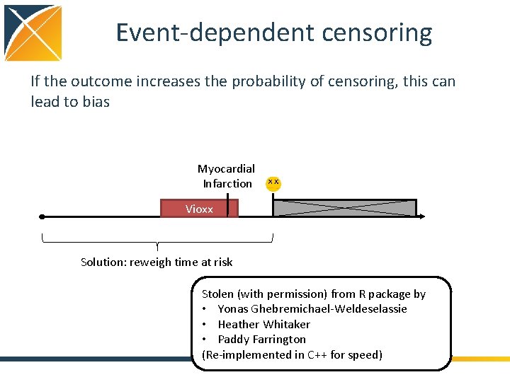 Event-dependent censoring If the outcome increases the probability of censoring, this can lead to