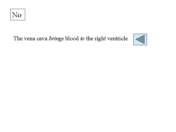 No The vena cava brings blood to the right ventricle 