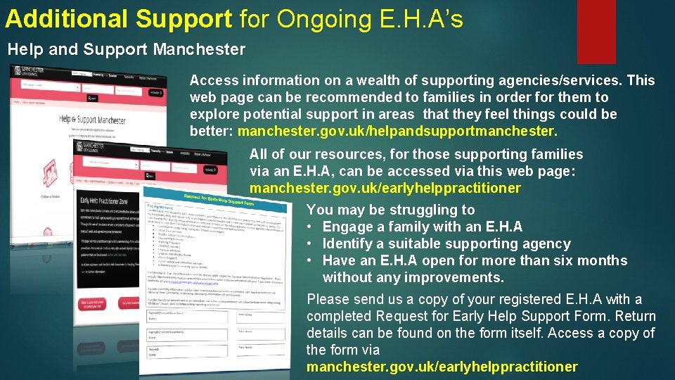 Additional Support for Ongoing E. H. A’s Help and Support Manchester Access information on Additional Support for Ongoing E. H. A’s Help and Support Manchester Access information on