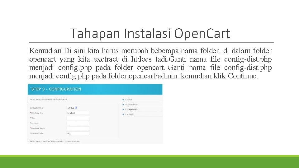 Tahapan Instalasi Open. Cart Kemudian Di sini kita harus merubah beberapa nama folder. di