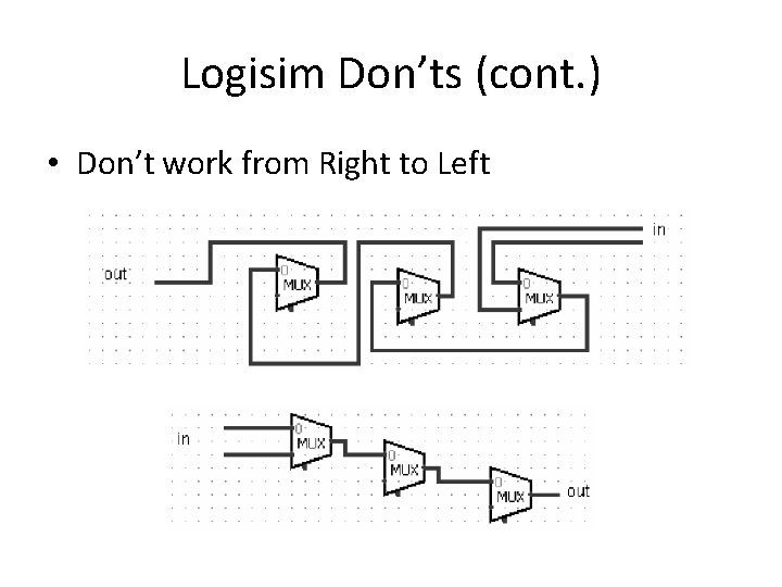 Logisim Don’ts (cont. ) • Don’t work from Right to Left 