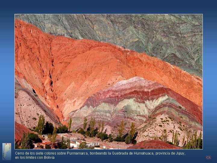 Cerro de los siete colores sobre Purmamarca, bordeando la Quebrada de Humahuaca, provincia de