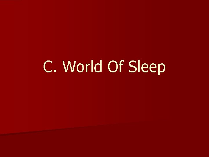 C. World Of Sleep C. World Of Sleep