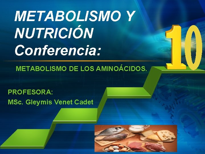 METABOLISMO Y NUTRICIÓN Conferencia: METABOLISMO DE LOS AMINOÁCIDOS. PROFESORA: MSc. Gleymis Venet Cadet L/O/G/O