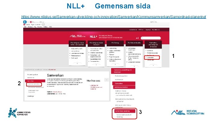 NLL+ Gemensam sida https: //www. nllplus. se/Samverkan-utveckling-och-innovation/Samverkan/Kommunsamverkan/Samordnad-planering/ 1 2 3 