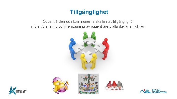 Tillgänglighet Öppenvården och kommunerna ska finnas tillgänglig för möten/planering och hemtagning av patient årets