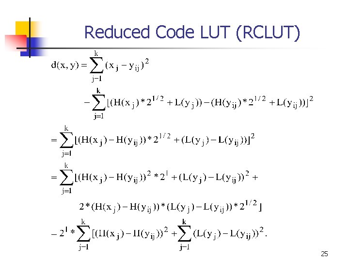 Reduced Code LUT (RCLUT) 25 