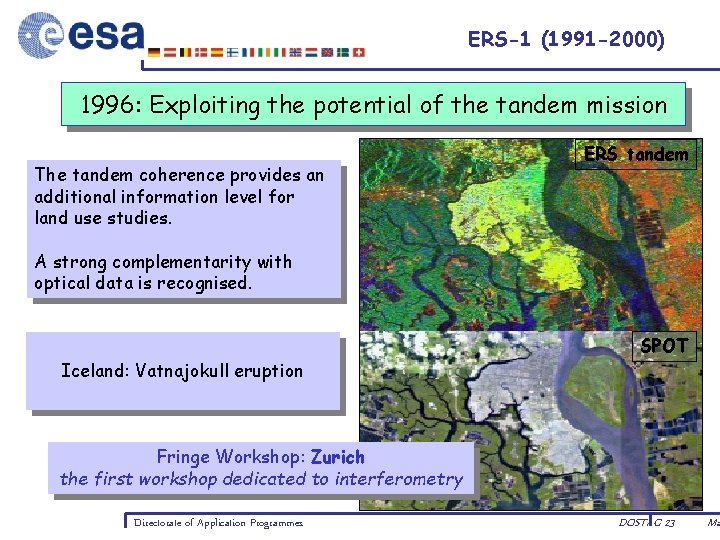 ERS-1 (1991 -2000) 1996: Exploiting the potential of the tandem mission The tandem coherence