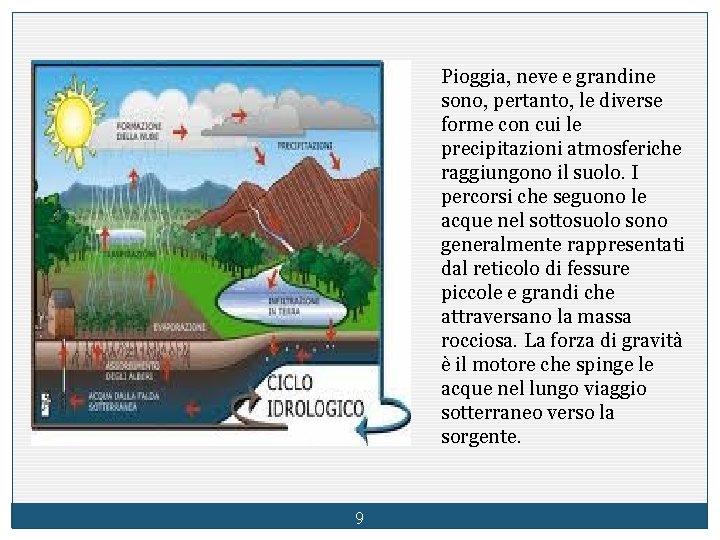 Pioggia, neve e grandine sono, pertanto, le diverse forme con cui le precipitazioni atmosferiche