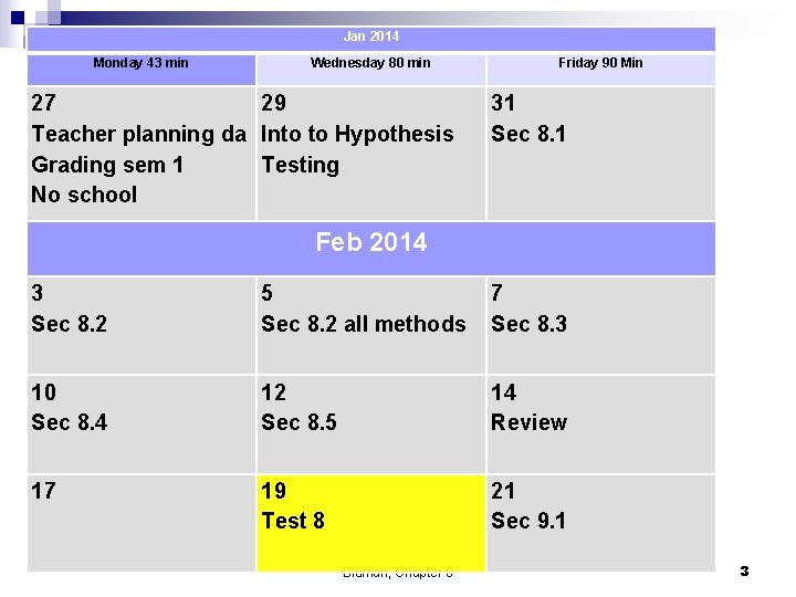 Jan 2014 Monday 43 min Wednesday 80 min 27 29 Teacher planning da Into