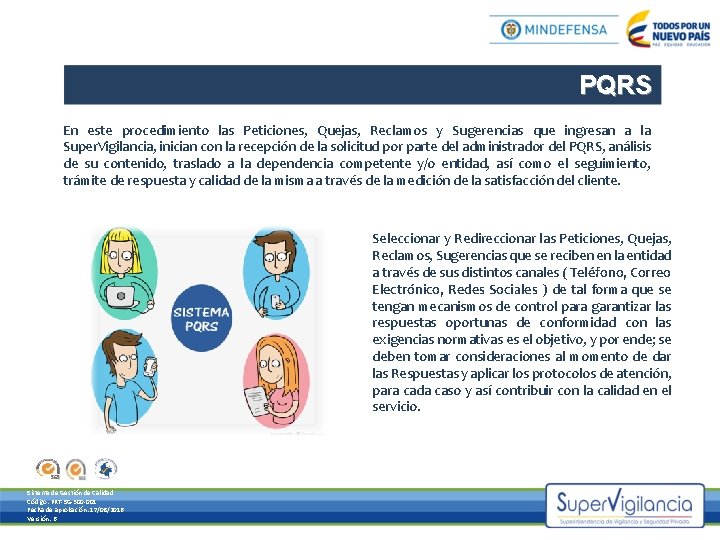 PQRS En este procedimiento las Peticiones, Quejas, Reclamos y Sugerencias que ingresan a la