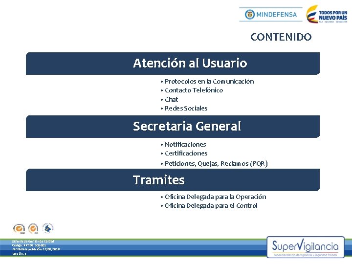 CONTENIDO Atención al Usuario • Protocolos en la Comunicación • Contacto Telefónico • Chat