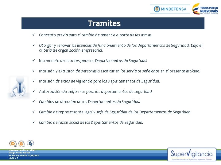 Tramites ü Concepto previo para el cambio de tenencia a porte de las armas.