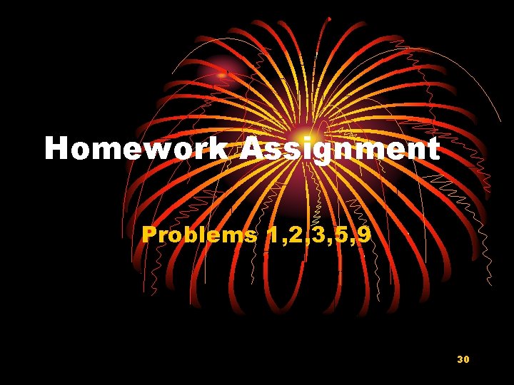 Homework Assignment Problems 1, 2, 3, 5, 9 30 
