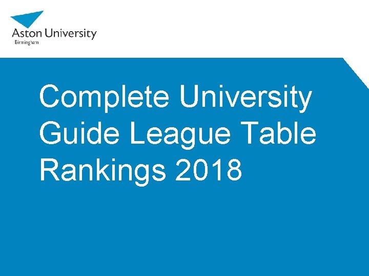 Complete University Guide League Table Rankings 2018 