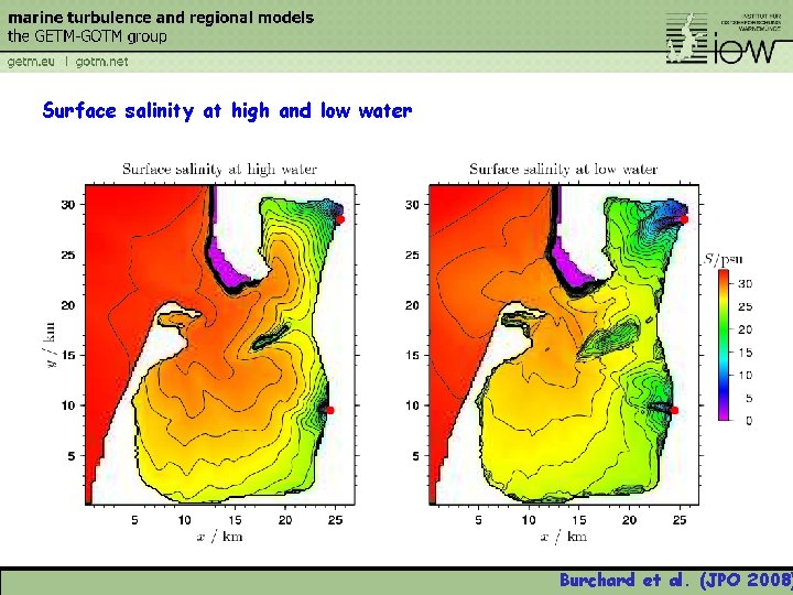 Surface salinity at high and low water Burchard et al. (JPO 2008) 