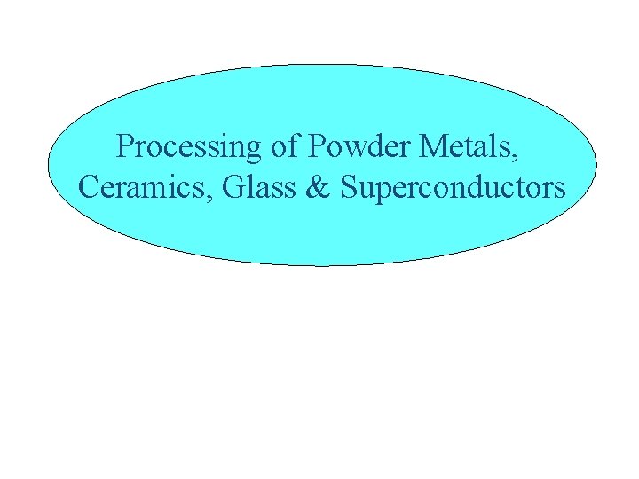 Processing of Powder Metals, Ceramics, Glass & Superconductors 