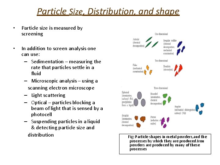 Particle Size, Distribution, and shape • Particle size is measured by screening • In