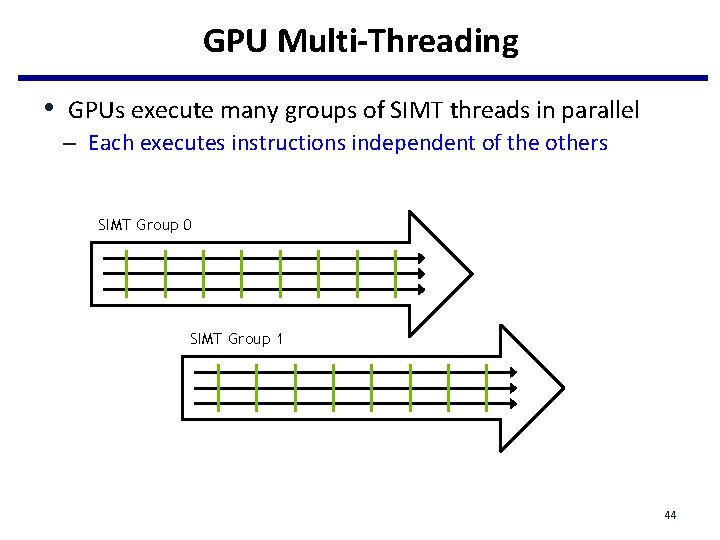 GPU Multi-Threading • GPUs execute many groups of SIMT threads in parallel – Each GPU Multi-Threading • GPUs execute many groups of SIMT threads in parallel – Each
