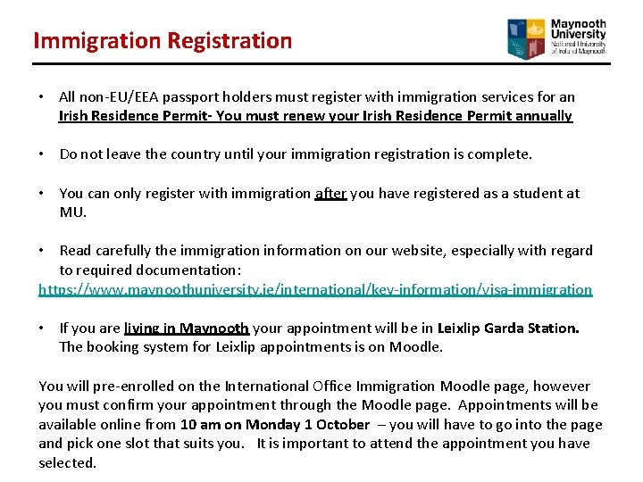 Immigration Registration • All non-EU/EEA passport holders must register with immigration services for an Immigration Registration • All non-EU/EEA passport holders must register with immigration services for an