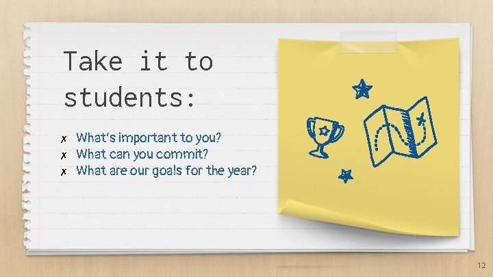 Take it to students: ✗ ✗ ✗ What’s important to you? What can you Take it to students: ✗ ✗ ✗ What’s important to you? What can you