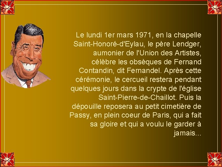 Le lundi 1 er mars 1971, en la chapelle Saint-Honoré-d'Eylau, le père Lendger, aumonier Le lundi 1 er mars 1971, en la chapelle Saint-Honoré-d'Eylau, le père Lendger, aumonier
