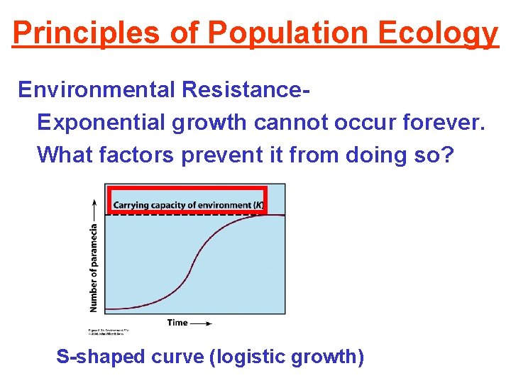 Principles of Population Ecology Environmental Resistance. Exponential growth cannot occur forever. What factors prevent